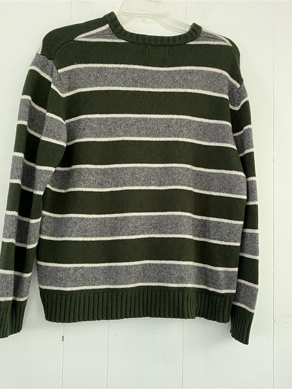Y2K American Eagle Mens XL Green Gray Stripe Wool Blend Crewneck Sweater Vintage - Picture 9 of 12